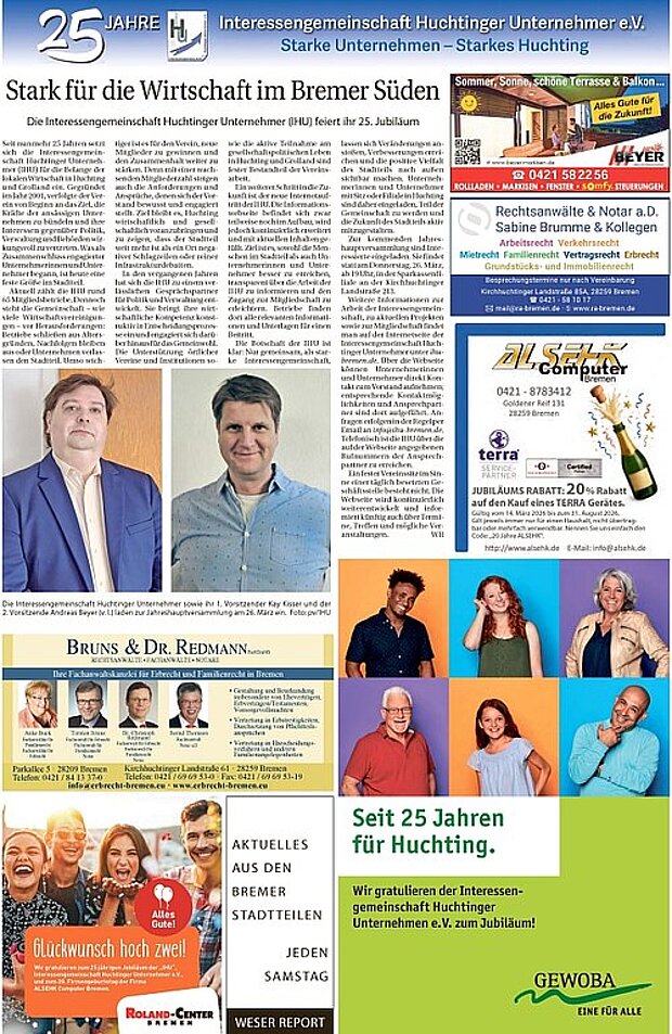 Sonderseite zum 25 jährigen Jubiläum im Weser Report.
