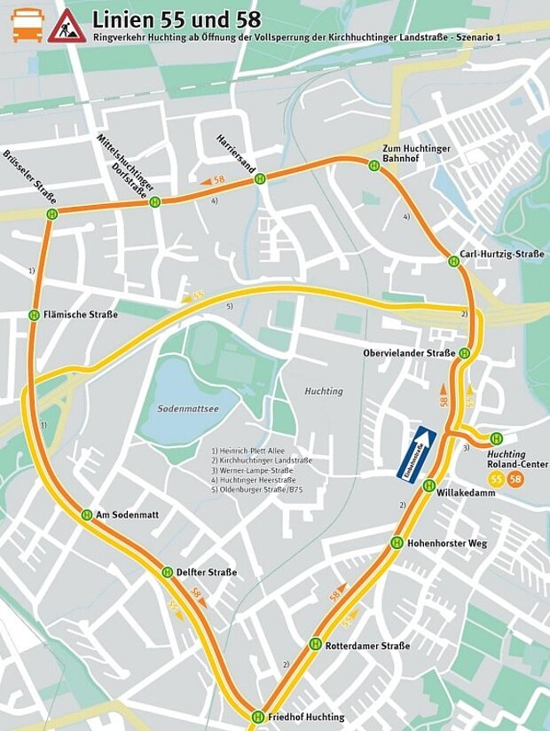 Linienverlauf Huchting